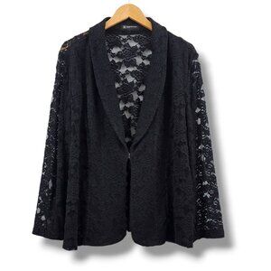 INC Black Lace Blazer Jacket Womens Size 2X Sheer Evening Holiday Whimsigoth